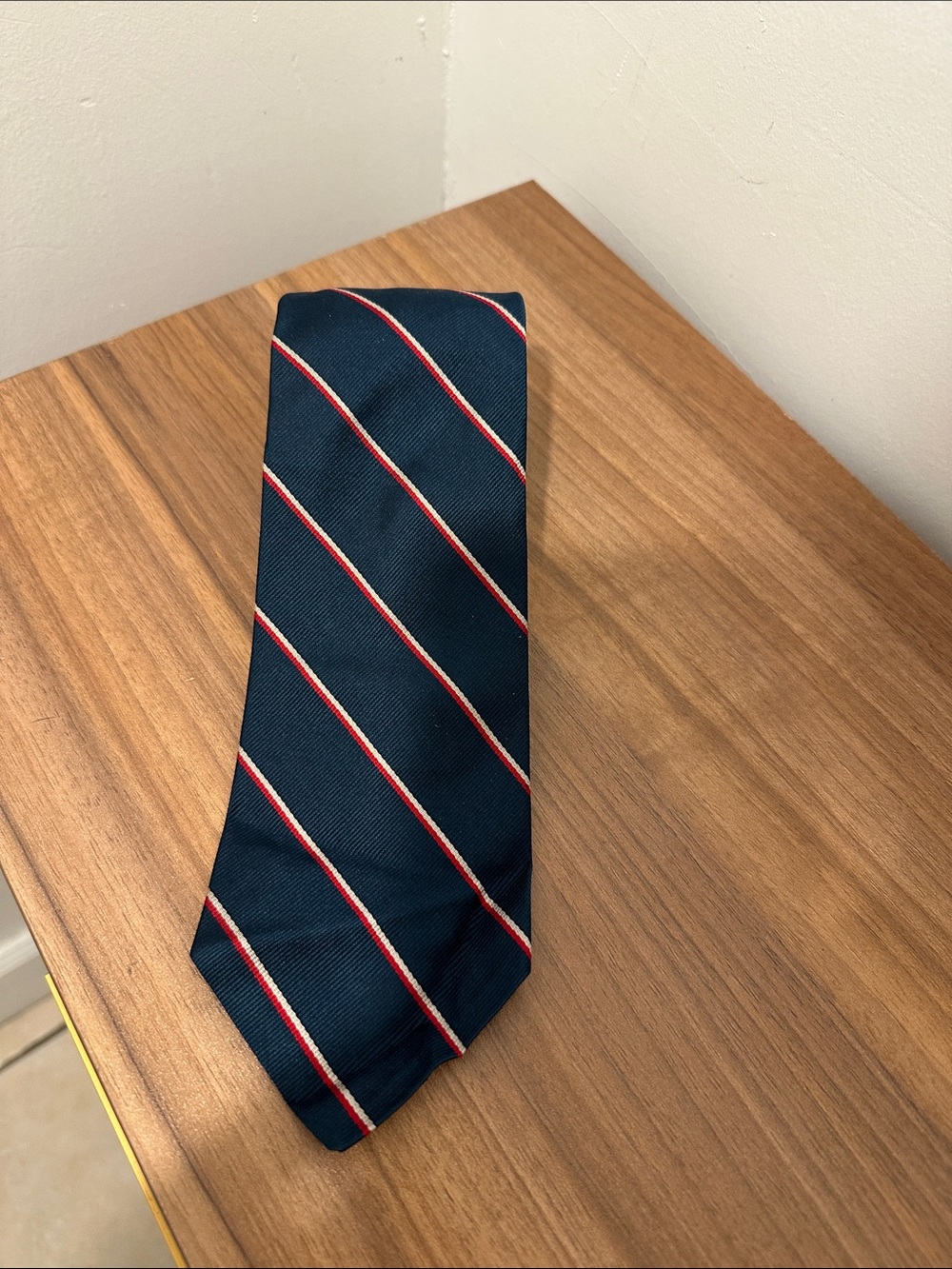 Brooks Brothers Navy Tie with Red and White Diagonals